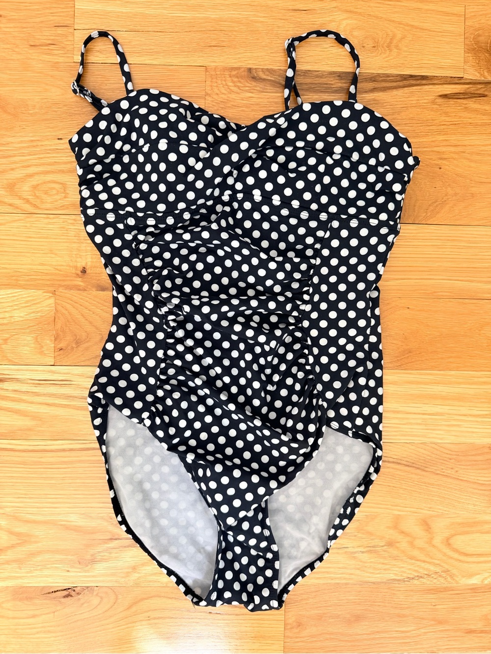 SPANX Black & White Polka Dot One-Piece Swimsuit 50s style Size M